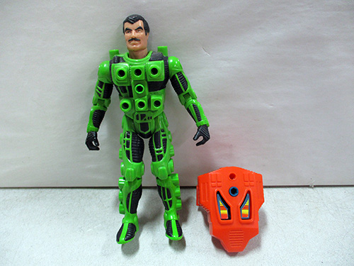 image of Centurions Action Figure with Green Armor and Orange Accessory