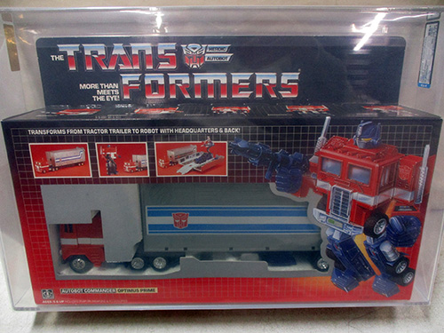 image of Transformers G1 Optimus Prime Action Figure in Box AFA graded