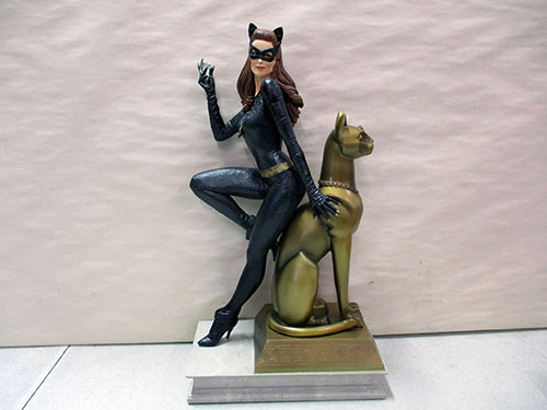 image of Sideshow Catwoman Figurine with Gold Cat Sculpture Base
