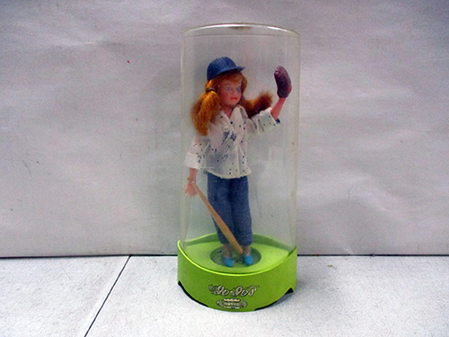 image of Vintage baseball girl doll in case