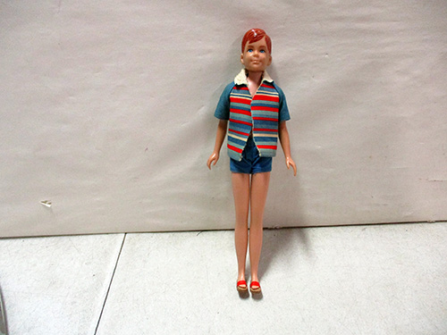 image of 1960's Barbie Doll with Striped Vest and Shorts