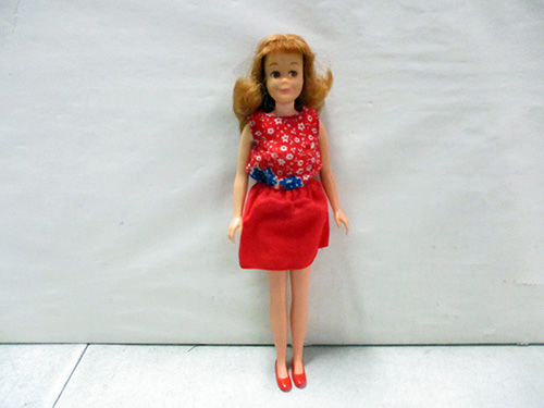 image of 1960's Barbie Doll with Red Dress and Floral Top