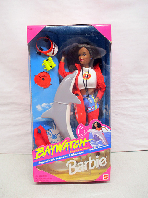 image of Baywatch Lifeguard Barbie Doll with Dolphin Accessory