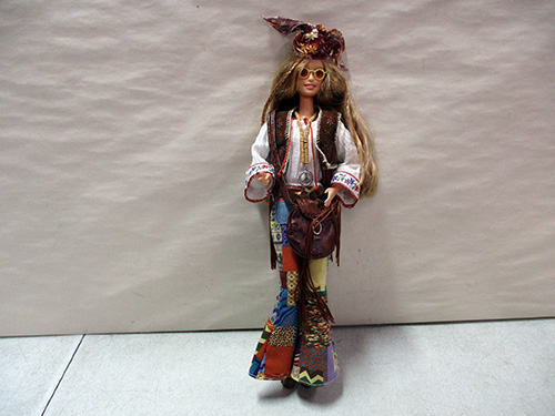 image of Barbie Doll in Hippie-Themed Outfit
