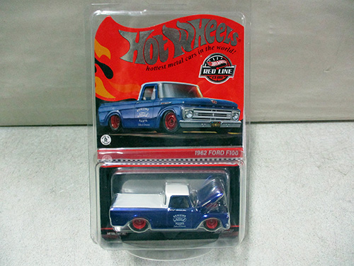 image of Hot Wheels 1962 Ford F100 Red Line Blue Die-Cast Truck