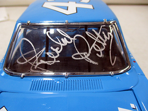 image of Richard Petty signed Blue Diecast Race Car with Signed Windshield