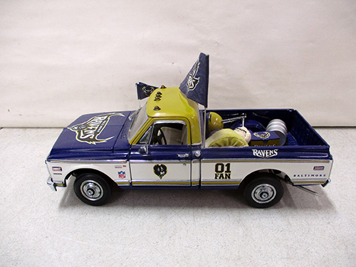 image of Danbury Mint 1972 Chevy Cheyenne Baltimore Ravens Themed Die-Cast Model Truck