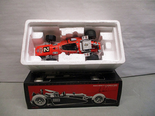 image of Mario Andretti Hawk Race Car in Original Box with Styrofoam Packaging