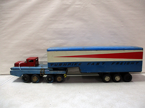 image of Marx Turnpike Fast Freight Toy Truck with Trailer