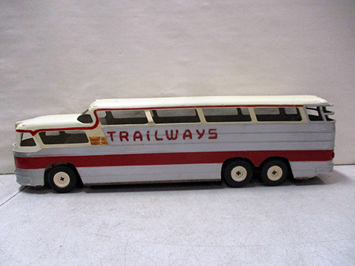 image of Tin Litho Trailways Toy Bus Model