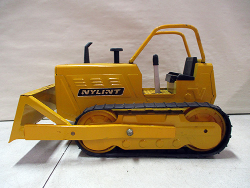 image of Nylint Yellow Toy Bulldozer with Tread Tracks