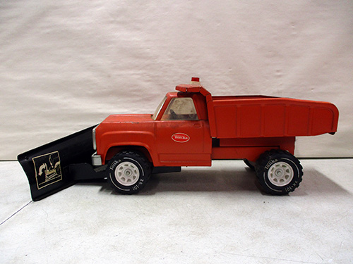 image of Buddy L Red Dump Truck with Snow Plow