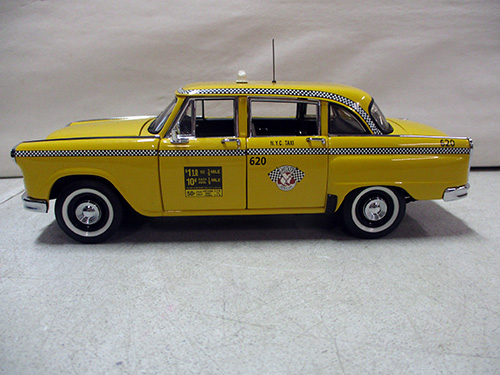 image of Yellow Diecast Classic Checker Taxi Cab Model