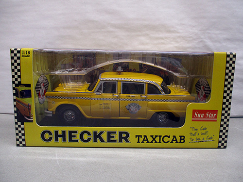 image of Sun Star Die-Cast 1:18 Scale Checker Taxicab Model