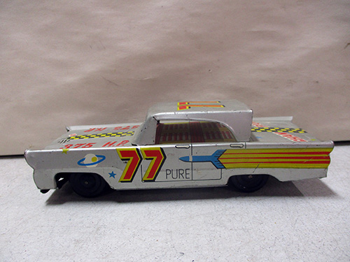 image of Japanese Tin Lithographed Toy Race Car with Number 77