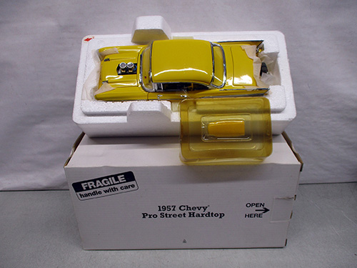 image of Danbury Mint 1957 Chevy Pro Street Hardtop Model in Yellow