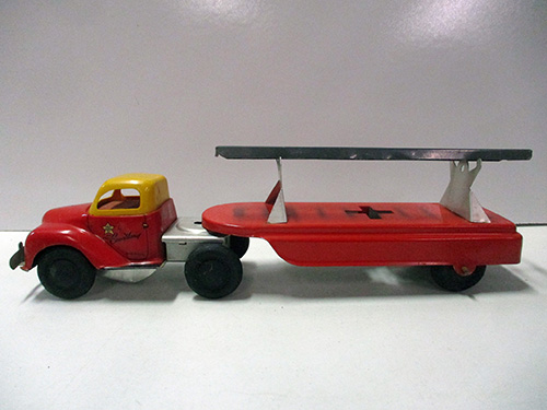 image of Marx Toy Red and Yellow Truck with Ladder