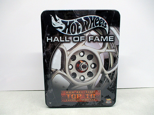 image of Hot Wheels Hall of Fame Top 10 Vehicles Tin Box