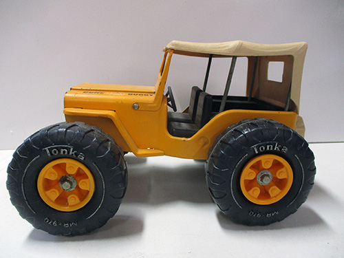 image of Tonka Yellow Jeep with Large Black Wheels