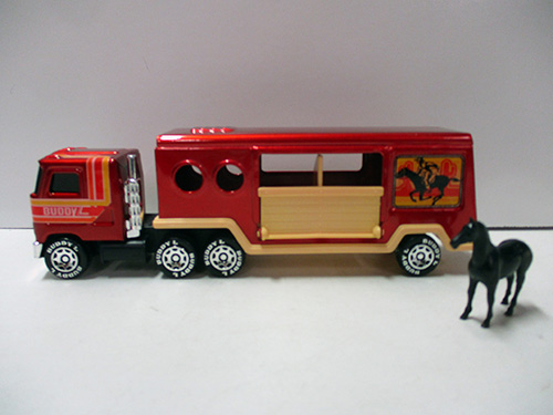 image of Buddy L Horse Transport Toy Truck with Horse Figure