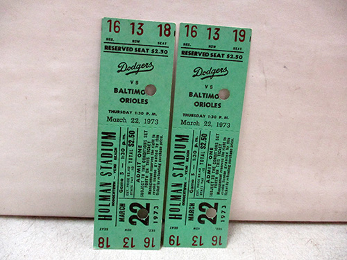 image of 1973 Dodgers vs Orioles Tickets