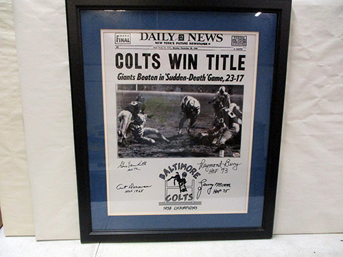 image of Framed 1958 Baltimore Colts Championship Newspaper Display