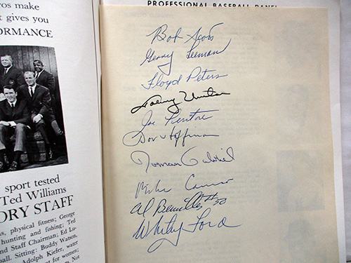 image of Baseball Memorabilia Book Page Signed by Johnny Unitas and Whitey Ford