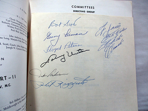 image of Book Page with Multiple Handwritten Signatures including Roberto Clemente