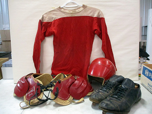 image of 1940's Football Gear Set with Jersey, Helmet, and Pads