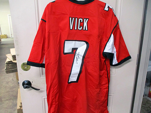 image of Signed Red Michael Vick Falcons Jersey