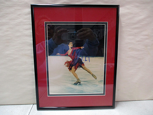 image of Katrina Witt Framed Ice Skater Photograph with Red Matte