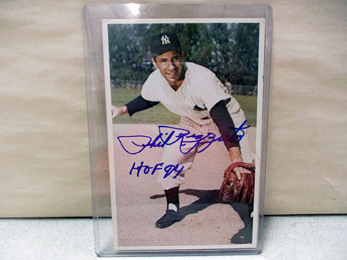 image of Phil Rizzuto New York Yankees Signed postcard with Hall of Fame Inscription