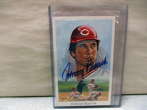 image of Johnny Bench Autographed Perez Steele card