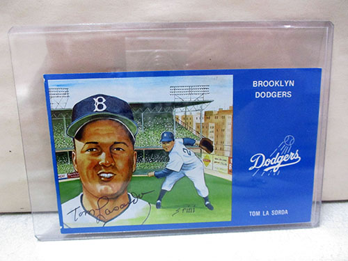 image of Tom Lasorda Brooklyn Dodgers Signed Postcard