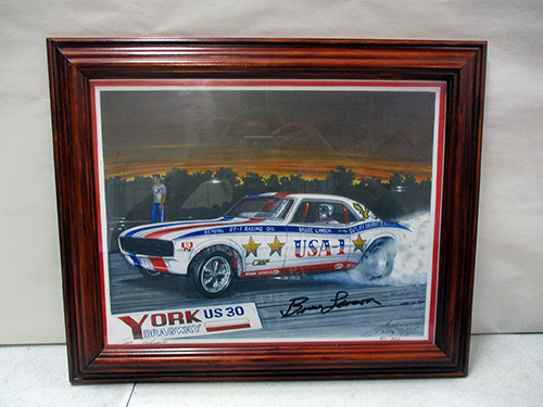 image of Bruce Larson signed framed York US 30 Dragway Racing Print