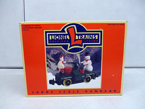 image of Lionel Trains Large Scale Handcar Snowman Edition