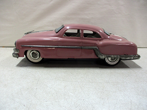 image of Tin Friction Buick Pink Die-Cast Vintage Model Car with Chrome Details