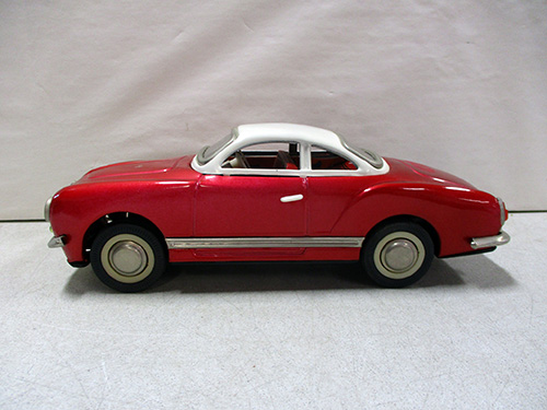 image of Tin Friction Volkswagen Karmann Ghia Red and White Die-Cast Model Car