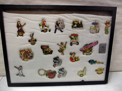 image of Framed Collection of Hard Rock Cafe Pins