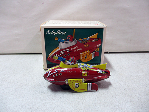 image of Schylling Tin Rocket Fighter Toy with Box
