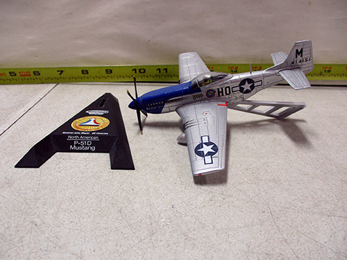 image of Die-Cast P-51D Mustang Aircraft Model with Stand