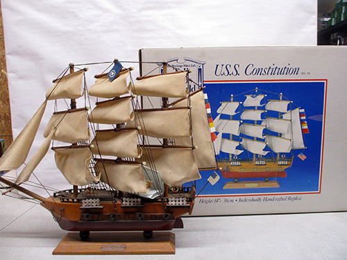 image of U.S.S. Constitution Model Ship with Original Box