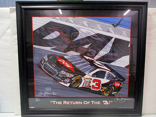 image of Sam Bass Framed Print of 'The Return of the 3' Dale Earnhardt 