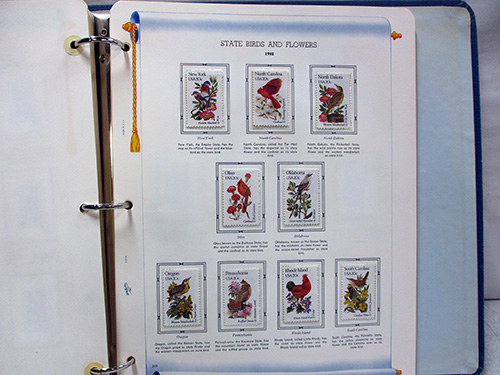 image of Binder of Stamps Featuring Birds and Flowers