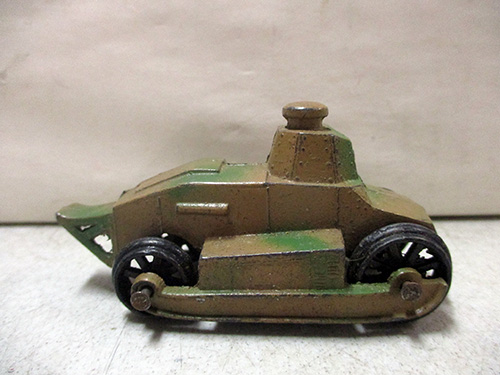 image of Barclay Toy Tank with Green and Brown Paint