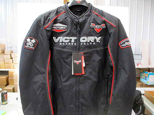 image of Victory Motorcycles Black Riding Jacket with Patches
