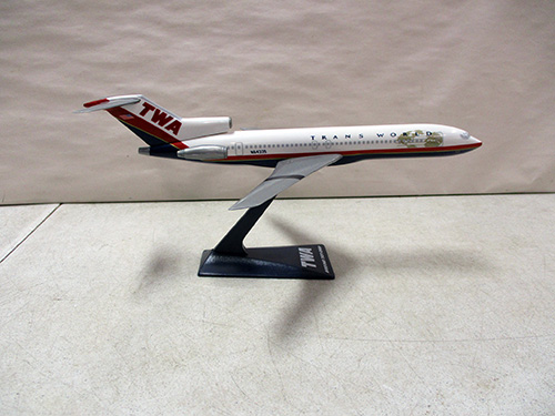 image of TWA Boeing 727 Diecast Model Airplane on Stand