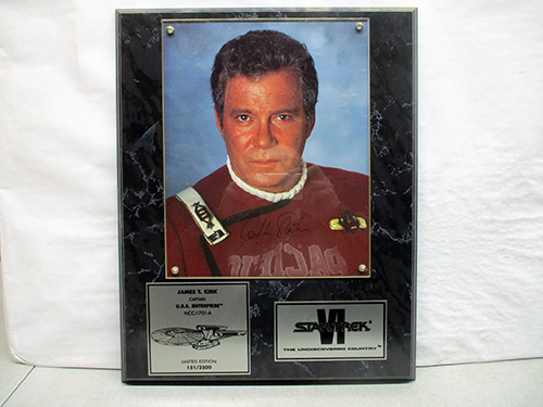 image of Star Trek William Shatner as Captain Kirk Autographed Display Plaque