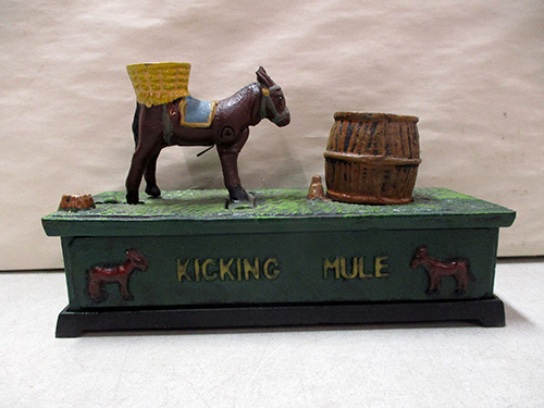 image of Cast Iron Mechanical Kicking Mule Bank