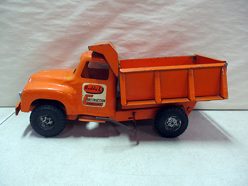 image of Buddy L Pressed Steel Orange Toy Dump Truck